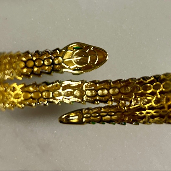 Rachel Glauber 14K Gold Plated W/ Green/Blue Cubic Zirconia 3D Serpent Bracelet - Picture 14 of 16